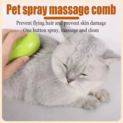 Steamy Dog Brush Electric Spray Cat Hair Brush 3 In1 Dog Steamer Brush for Massage Pet Grooming Removing Tangled and Loose Hair