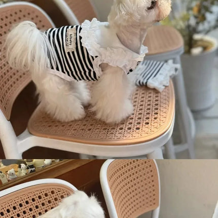 Pet Summer Clothes Pet Couple Striped Shirt Pet Tank Top Dog Cat Universal Knitted Teddy Shirt Puppy Clothing Dog Cooling Vest