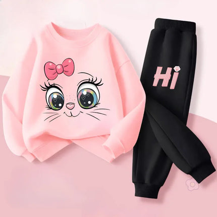 Long Sleeved Hoodies Sets for Girls Spring New Style Pullover Long Pant Two Piece Suit Children's Casual Outfits Kids Tracksuit
