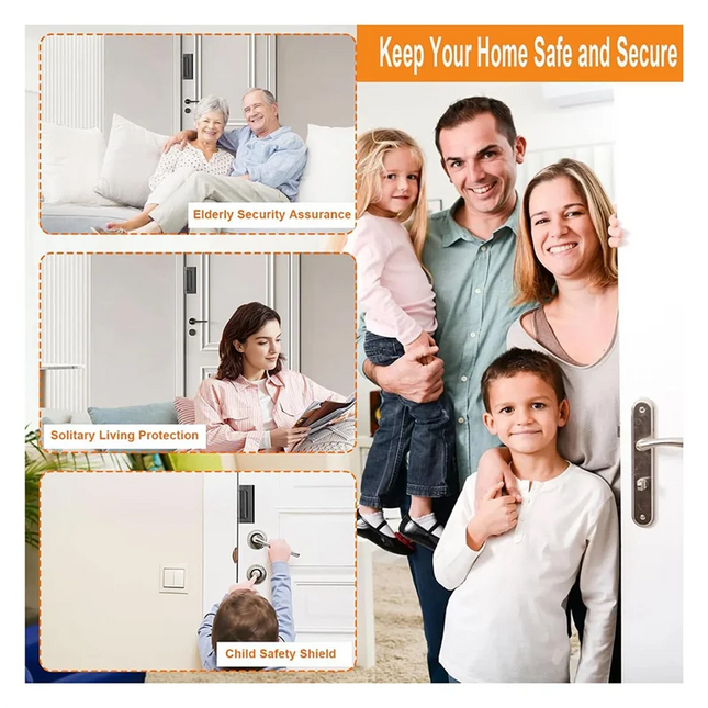 FULL-2Pack Home Security Door Reinforcement Lock Security Door Locks Home Prevent Unauthorized Entry Forkids Safety Silver
