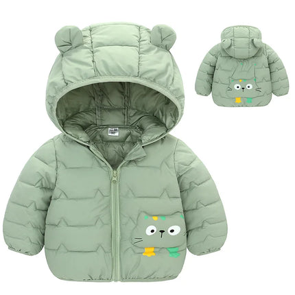 Winter Baby Down Cotton Jacket Winter 2023 New Fashion Cute Cartoon Coat Boys Girls Hooded Warm for Children's Outerwear 0-5y