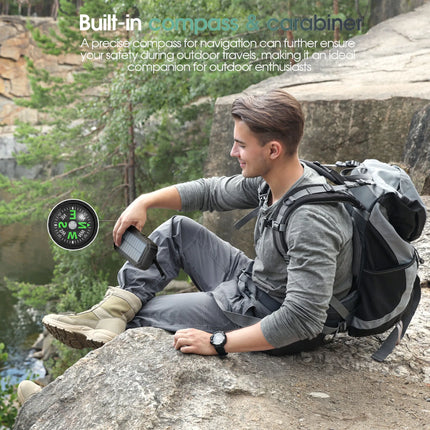 40000mAh Solar Power Bank with Hand Crank Portable 22.5W Fast Charger Built-in Cable External Battery for Phones Camping Outdoor