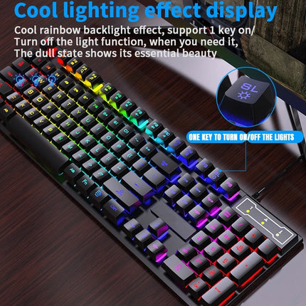 104 key Backlit Computer Keyboard Waterproof Gaming Keyboard Backlit Ergonomics Colorful Mechanical Feel Keyboard And Mouse Set