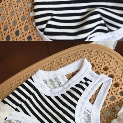 Pet Summer Clothes Pet Couple Striped Shirt Pet Tank Top Dog Cat Universal Knitted Teddy Shirt Puppy Clothing Dog Cooling Vest