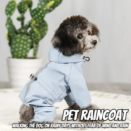Pet dog clothing, rainproof, breathable and reflective clothes, dog four-legged raincoat, cat and dog supplies french bulldog