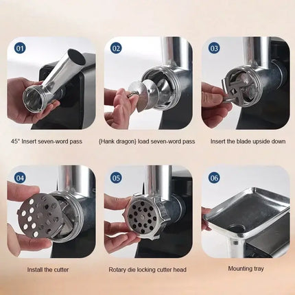 Electric Meat Grinder Powerful Heavy Duty Meat Mincer Hot Dogs Grinder Stainless Steel Food Processor Sausage Stuffer