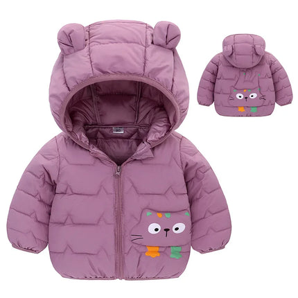 Winter Baby Down Cotton Jacket Winter 2023 New Fashion Cute Cartoon Coat Boys Girls Hooded Warm for Children's Outerwear 0-5y