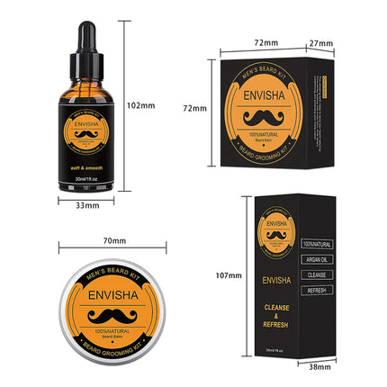Beard Growth Kit For Men Barbe Hair Enhancerbeard Essential Oil Moisturizing Wax Growth Roller Comb Styling Scissors Beard Care