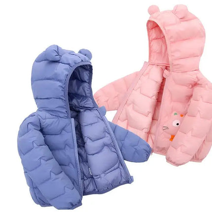 Winter Baby Down Cotton Jacket Winter 2023 New Fashion Cute Cartoon Coat Boys Girls Hooded Warm for Children's Outerwear 0-5y