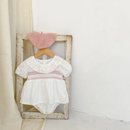 Summer Sister Baby Girl Clothes Embroidery Lace Floral Toddler Girls Ruffled Dress Newborn Infant Baby Romper 2Pcs Suit Korea