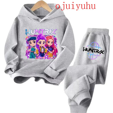 2025 movie korean style Sets Children Hoodies Kpop Demon Hunters Pullover Sweatshirt Trucksuit Cartoon Girls Boy Kids Clothes