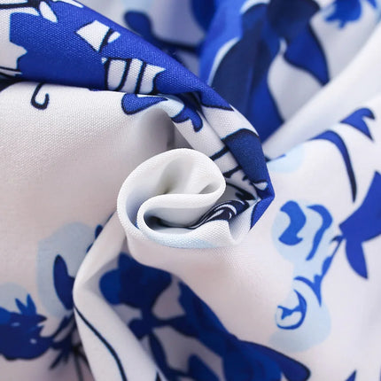 (6 Months -3 Years Old) Spring And Autumn New Blue Flower Baby Girl Dress, Chinese Retro Style Children'S Long Sleeve Clothes