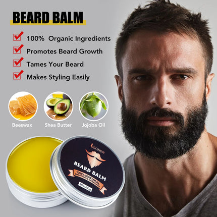 Beard Growth Kit For Men Barbe Hair Enhancerbeard Essential Oil Moisturizing Wax Growth Roller Comb Styling Scissors Beard Care