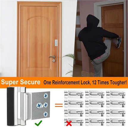 FULL-2Pack Home Security Door Reinforcement Lock Security Door Locks Home Prevent Unauthorized Entry Forkids Safety Silver