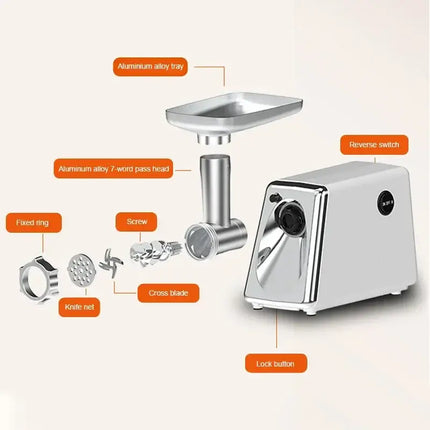Electric Meat Grinder Powerful Heavy Duty Meat Mincer Hot Dogs Grinder Stainless Steel Food Processor Sausage Stuffer