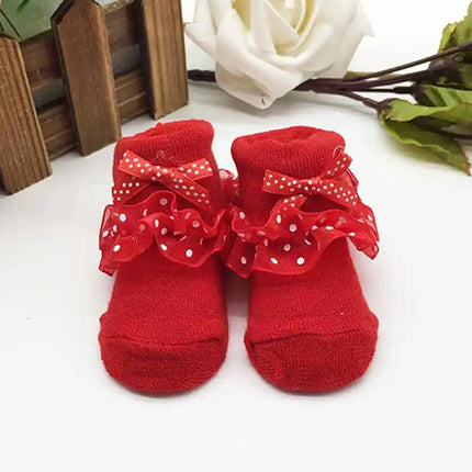 Baby Socks Newborn Infant Girl Lace Bow Socks Toddler Baby Girls Anti Slip Cotton Spring Autumn Short Sock For 0-6 Months