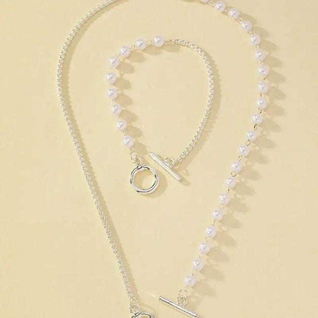 Bracelet Necklaces Jewelry Set Fashion Elegant Design Splicing Pearl Chain Light Luxury Jewelry Set for Women Серьги Женские