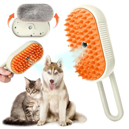 3-in-1 Dog Hair Brush Cat Hair Brush Electric Pet Cleaning Brush Steam Spray Brush Massage Hair Removal Comb Anti Flying Brush