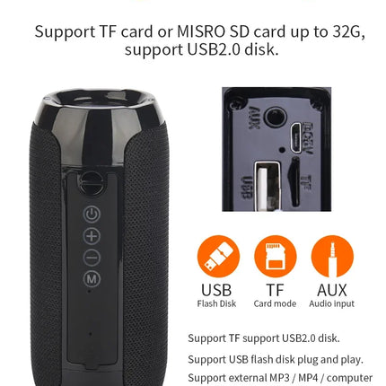 Portable Speaker Wireless  Bluetooth-compatible Subwoofer Outdoor Waterproof Loudspeaker Stereo Surround Support FM RadioTF
