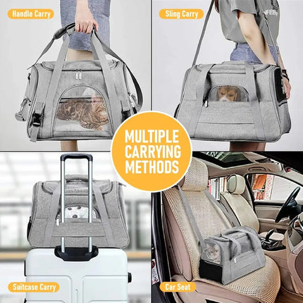 Collapsible Breathable Pet Carrier – Soft-Sided for Cats & Dogs | Crossbody Design with Large Opening | Ideal for Trave