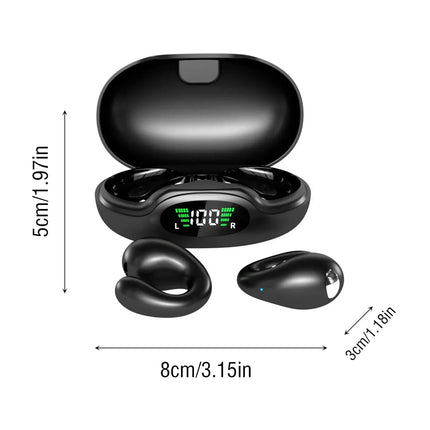 Ultra Open Ear Earbuds - Ergonomic Clip-On Earbuds, Small Bone Conduction Over-The-Ear Headphones with Waterproof Design, Perfec