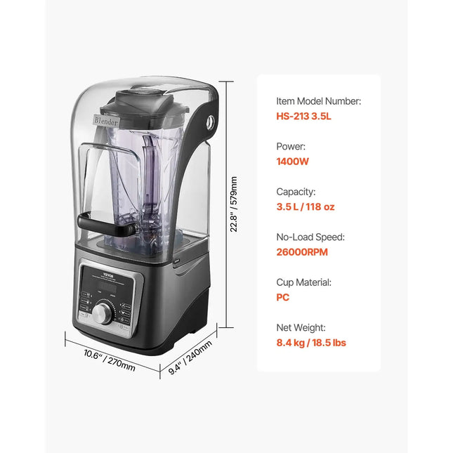 1400W electric blender for smoothies