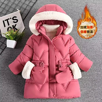 Autumn Winter Girls Jacket Keep Warm Fashion Hooded Outerwear Birthday Christmas Princess Coats 3 4 5 6 7 8 Years Kids Clothes