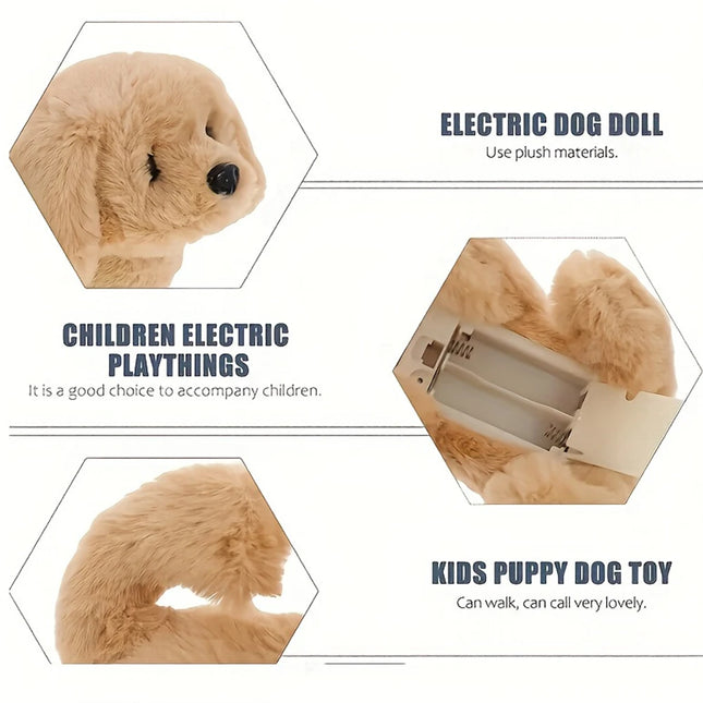 Pet Companion Battery Operated Toy Plush puppy pet electronic interactive toy  walking barking wagging tail Simulation puppy