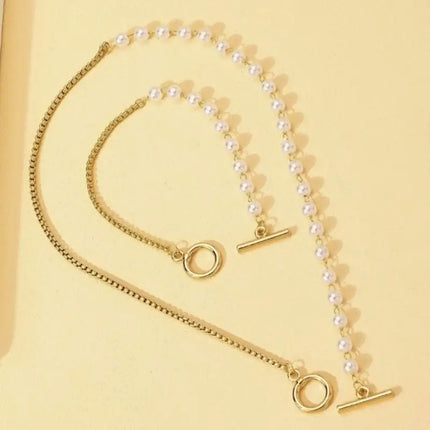 Bracelet Necklaces Jewelry Set Fashion Elegant Design Splicing Pearl Chain Light Luxury Jewelry Set for Women Серьги Женские