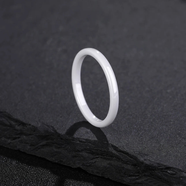 Kolmnsta 2mm 4mm 6mm White Ceramic Ring Men Woman Rings Anti-Allergy Polished Design Anillos Gentle Wedding Engagement Band