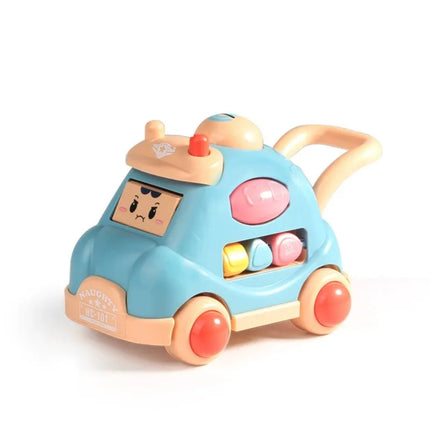 Kid Pull Along Toy Walking Trolley Musical Light Up Car Toy Crawling To Walking Learning Toys Cartoon Polyhedral Trolley Car Toy