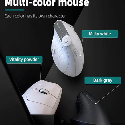 Multi-Device Vertical Ergonomic Mouse With Function Adjustment Kno Rechargeable 2.4G Bluetooth Wireless Mouse for PC Tablet