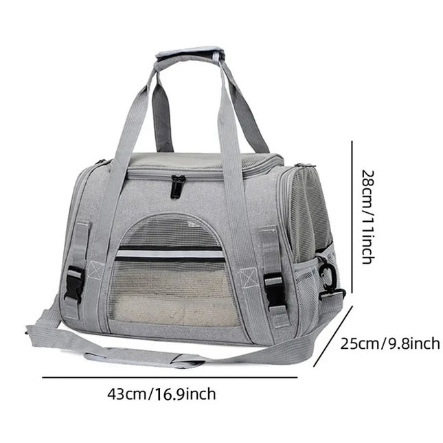 Collapsible Breathable Pet Carrier – Soft-Sided for Cats & Dogs | Crossbody Design with Large Opening | Ideal for Trave