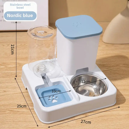 Automatic Feeder Cat Dog Food Bowl With Water Fountain Pet Large Capacity Raised Stand Dish Bowl For Cat Drinker Accessories