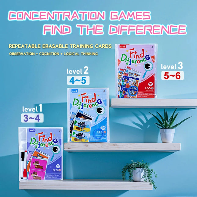 Kid's Find Difference Drawing Circle Game Learning Educational Children Training Concentration Activities Toys for Birthday Gift