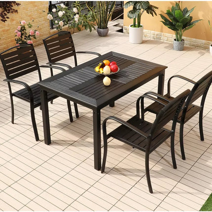 Outdoor Dining Table Leisure 120cm Courtyard Wood-plastic Garden Tables Villa Long Table Modern Furniture