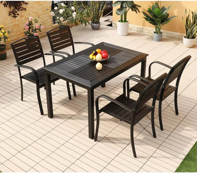 Outdoor Dining Table Leisure 120cm Courtyard Wood-plastic Garden Tables Villa Long Table Modern Furniture