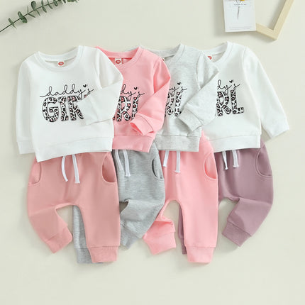 Casual New Baby Boys Long Sleeve Outfits Clothes Fashion Letter Print Sweatshirt Tops Elastic Pants Suit for Baby Fall Clothing
