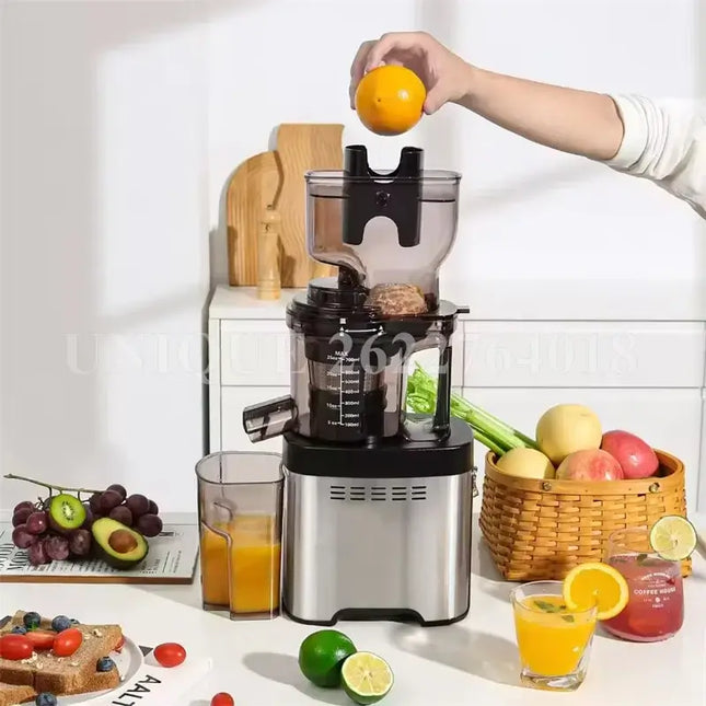 Household Slow Juicer Screw Electric Juice Maker Stainless Steel Filter Free Large Caliber Cold Press Fruit Vegetable Extractor