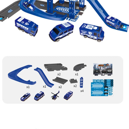 Kid Rail Parking Lot Toys Dinosaur Car Parking Building Model Simulation Fire Police Engineering Vehicle Toy Boys Birthday Gifts