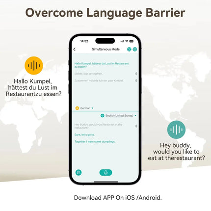 V20 Wireless Translator Earbuds 150-Language Two-way Real-time Translation Instant Voice Translator for Travel Business Learning