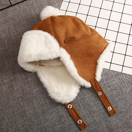 Winter Baby Boys Girls Hat Children Thicken Windproof Ear Protection Cap Solid Outdoor Lei Feng Hat Beanie Gifts Cap 1-3Y