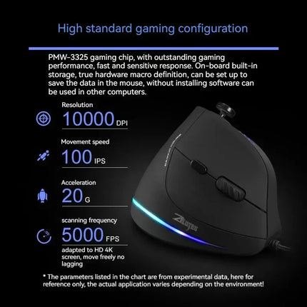 C-18 Vertical Gaming Mouse 10000 DPI Programmable 11 Buttons USB Wired RGB Optical Remote Mouse Gamer Mice For Laptop PC