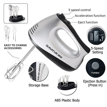 SUNATUR Hand Mixer 110-240V Blender 300W Electric Food Processor 3 in 1 Mixer Kitchen Appliances Machine Mixer for Baking