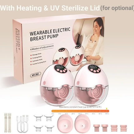 Breast Pump Electric Handsfree BPA Free With Heating & UV Sterilize Lid Optional Wireless Upgrade Wearable Breastfeeding Pump