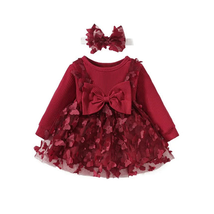 Baby Dresses for Girls Spring Autumn Girl Dress Child Baby Sweet Princess Dress Infant Fashion Girl Mesh Butterfly Newborn Dress