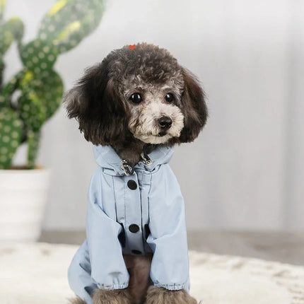 Pet dog clothing, rainproof, breathable and reflective clothes, dog four-legged raincoat, cat and dog supplies french bulldog