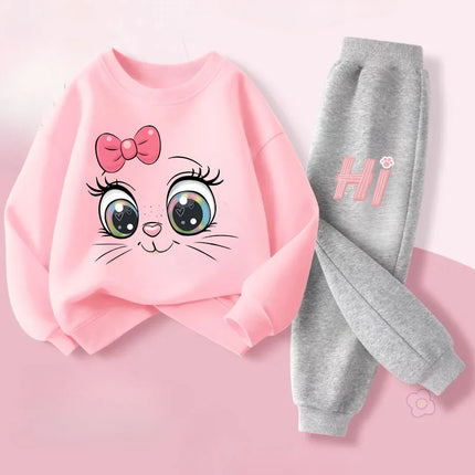 Long Sleeved Hoodies Sets for Girls Spring New Style Pullover Long Pant Two Piece Suit Children's Casual Outfits Kids Tracksuit