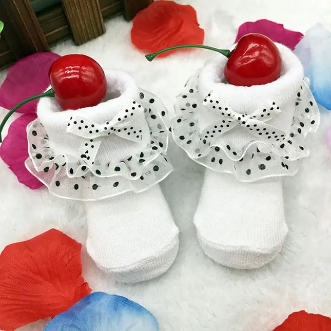Baby Socks Newborn Infant Girl Lace Bow Socks Toddler Baby Girls Anti Slip Cotton Spring Autumn Short Sock For 0-6 Months