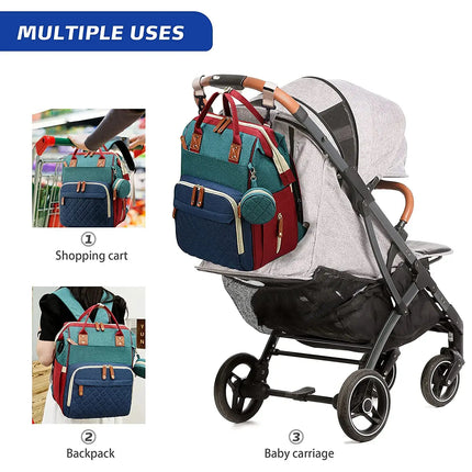 3 In 1 Diaper Bag Backpack Foldable Baby Bed Waterproof Travel Bag with USB Charge Diaper Bag Backpack with Changing Bed 3 types